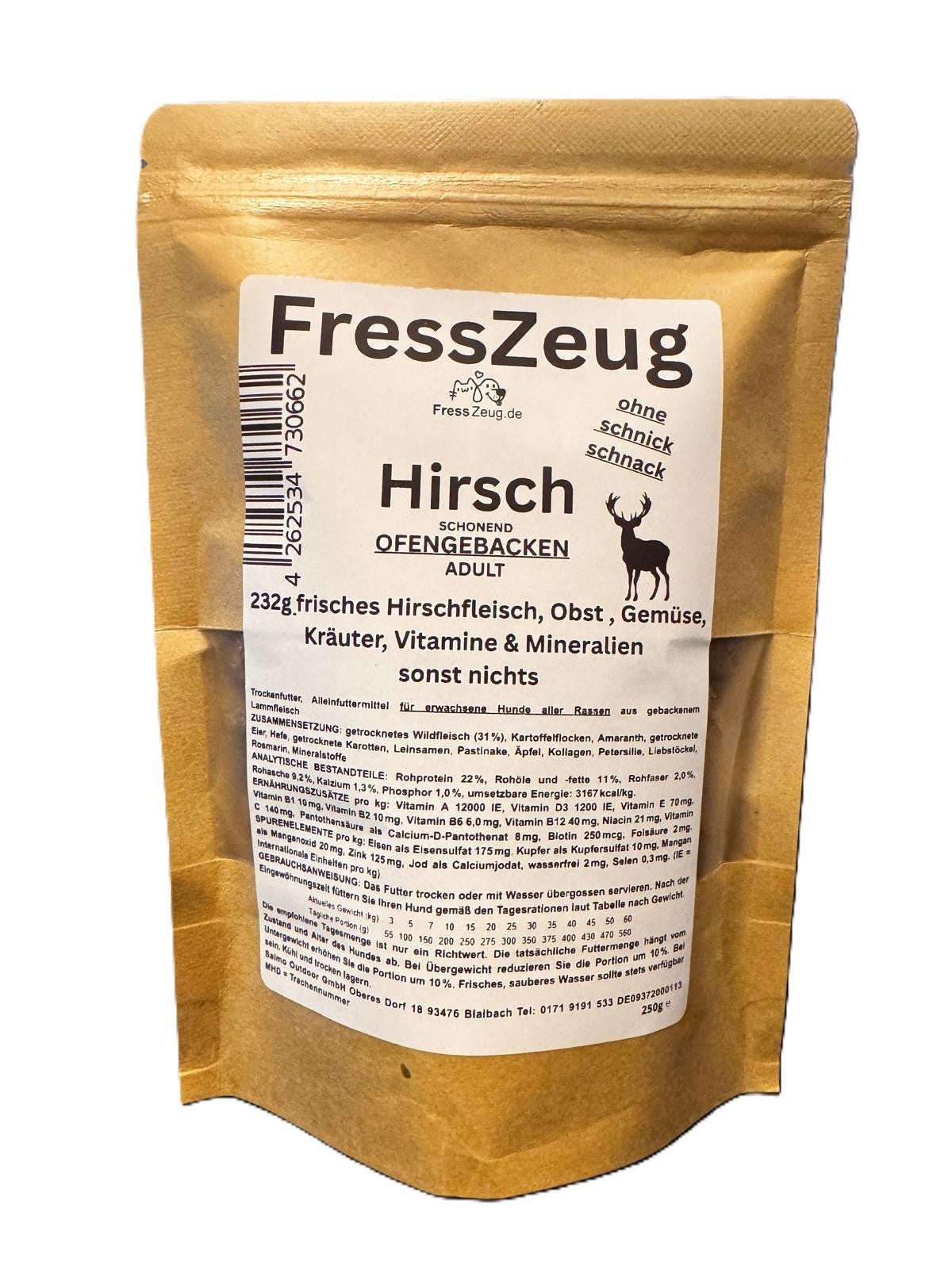 FressZeug Hirsch ofengebacken – Detailaufnahme des Trockenfutters