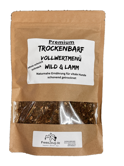 Trockenbarf Wild & Lamm mit Ziegenmilch & Rothirschgeweih