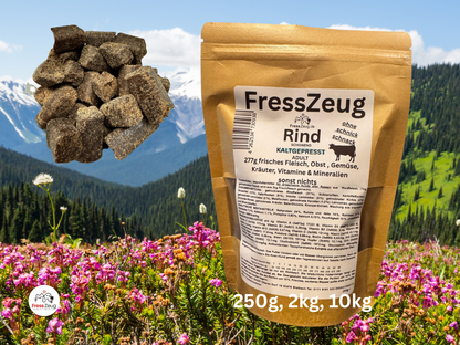 FressZeug Rind kaltgepresst – Originalverpackung des Trockenfutters