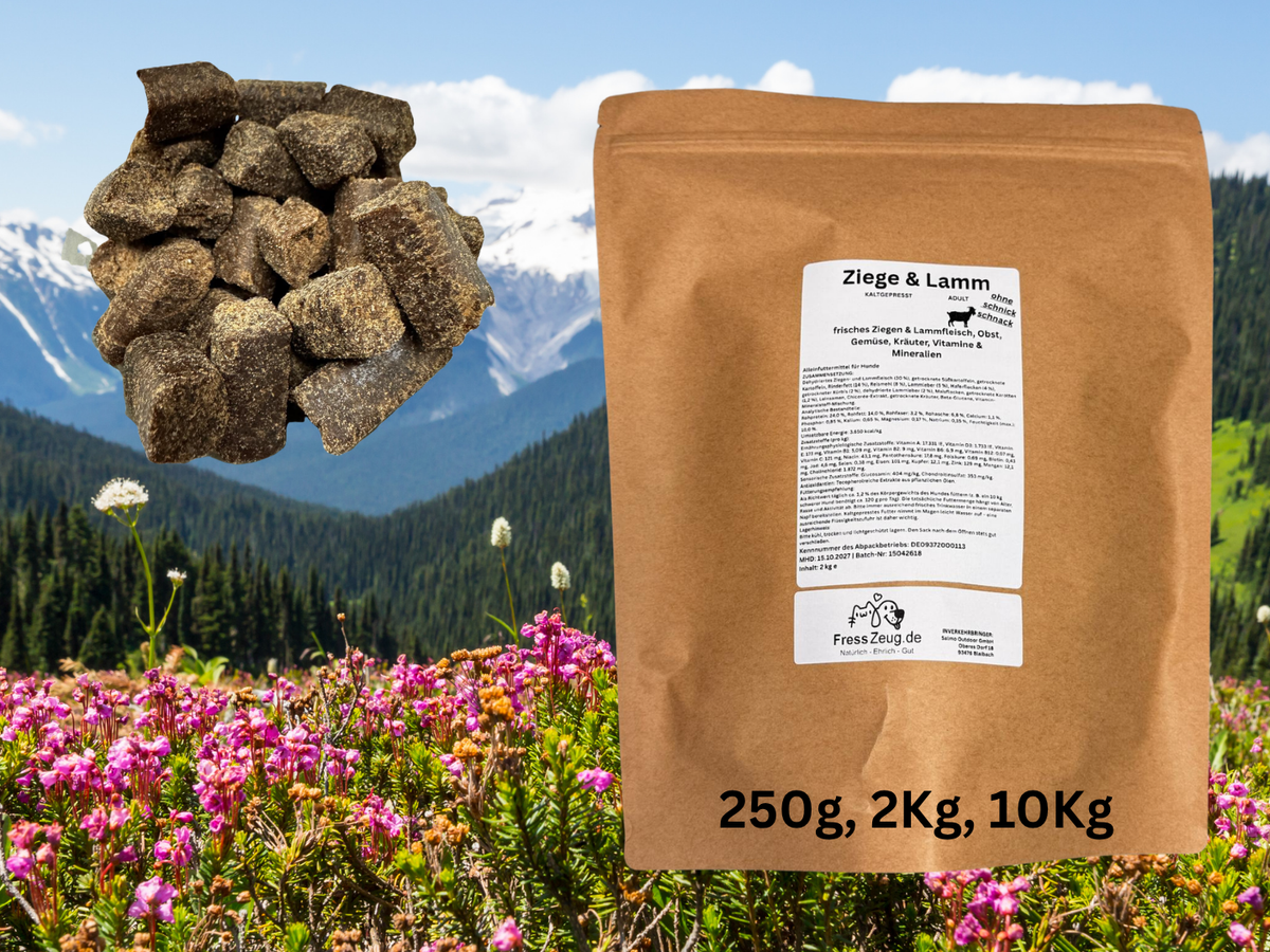 FressZeug Ziege und Lamm kaltgepresst – Originalverpackung des Hundefutters