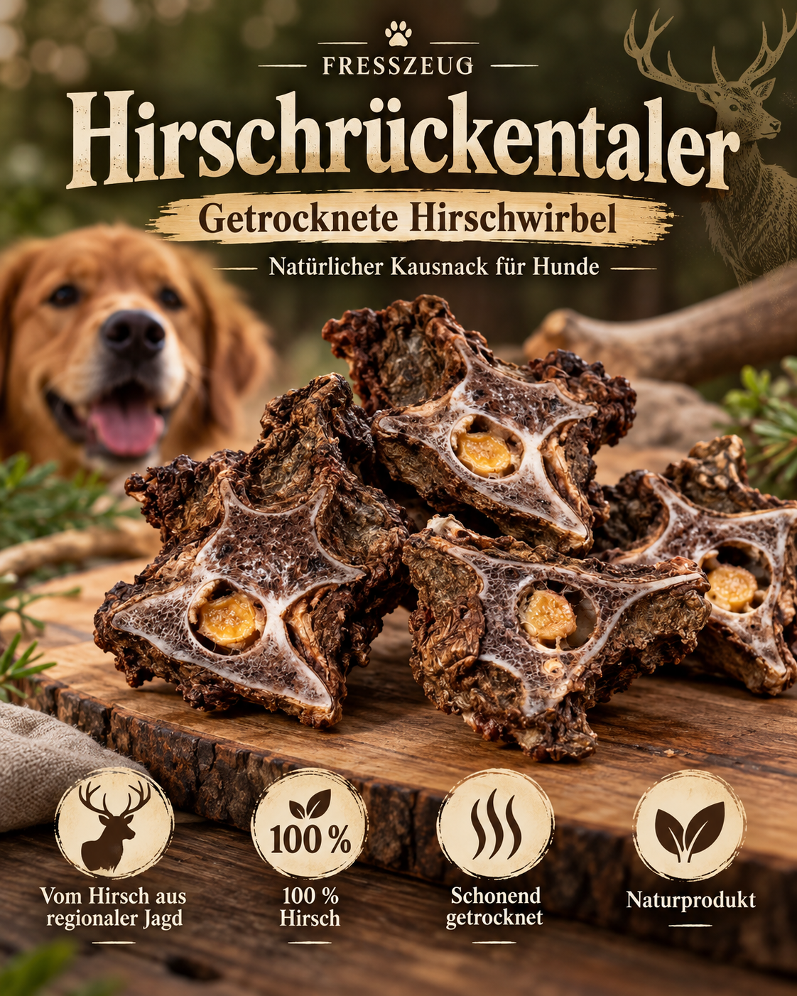 Hirschrückentaler – Getrocknete Hirschwirbel