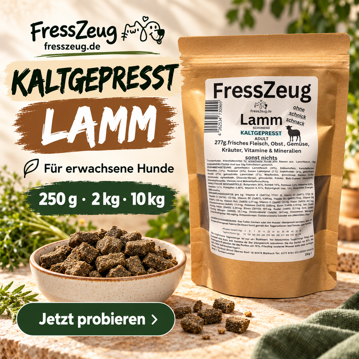FressZeug Lamm kaltgepresst – Trockenfutter für erwachsene Hunde