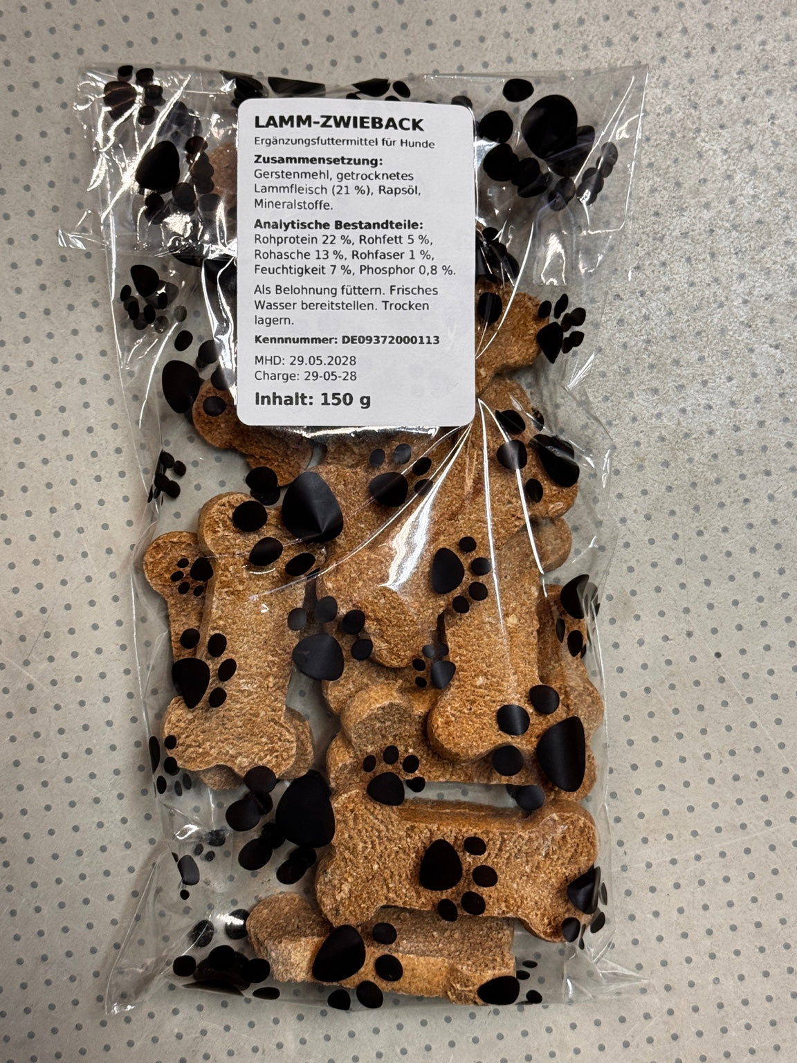 Lamm-Zwieback 150 g – Knuspriger Hundesnack