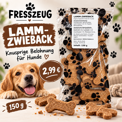 Lamm-Zwieback 150 g – Knuspriger Hundesnack