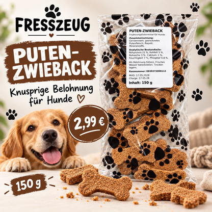 Puten-Zwieback 150 g – Knuspriger Hundesnack