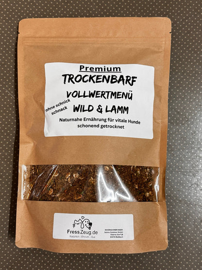 Trockenbarf Wild & Lamm mit Ziegenmilch & Rothirschgeweih