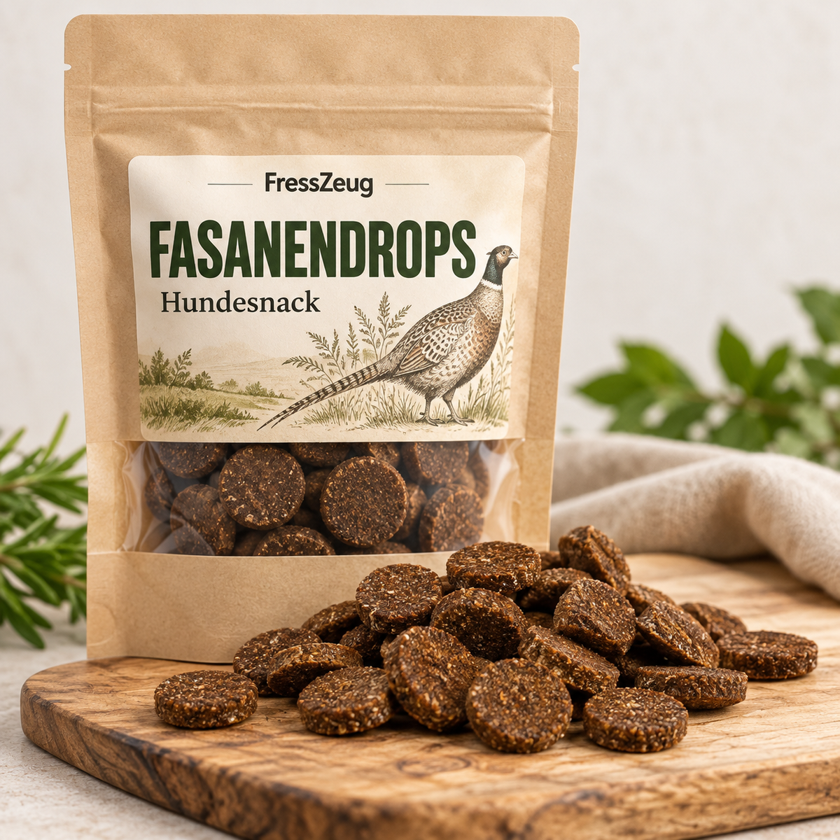 FressZeug Fasanendrops 100 g – Hundesnacks mit Fasan in ruhiger Produktdarstellung