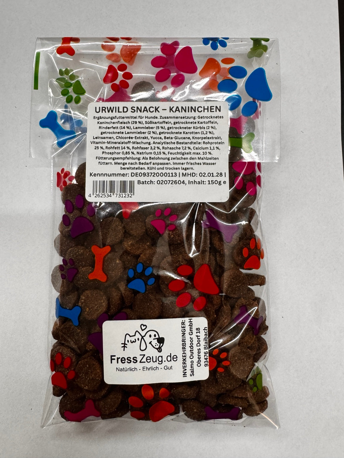 FressZeug URWILD Kaninchen Hundesnack 150 g – Produktansicht
