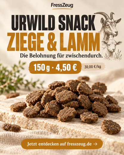 URWILD Snack – Ziege & Lamm 150 g | Hundeleckerli